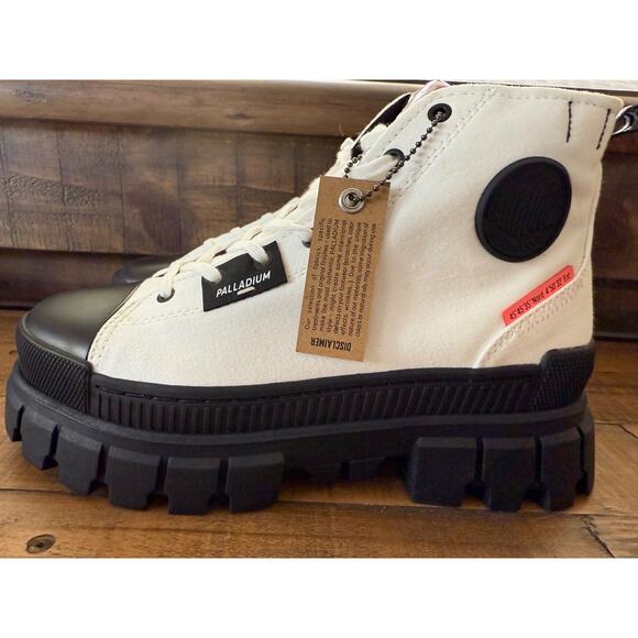PALLADIUM Women’s Revolt Hi TX Boot In White/Black Sz 8.5 NEW - Picture 7 of 11